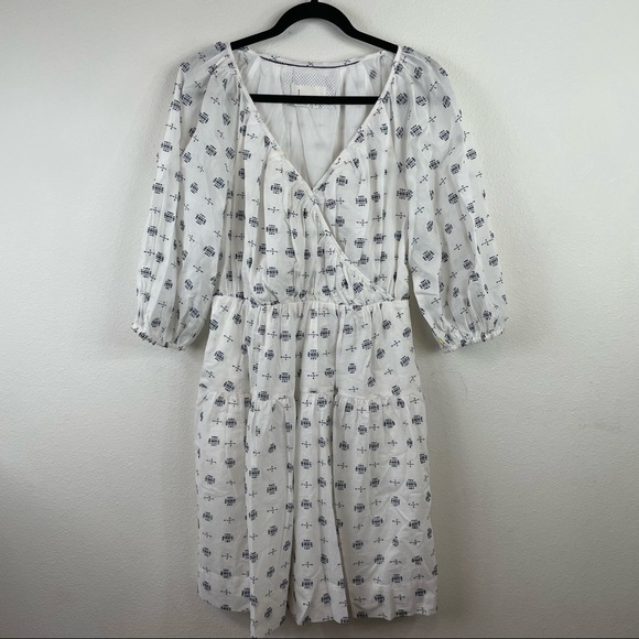 Anthropologie Blue/White Peasant Dress Size Medium - Picture 2 of 11
